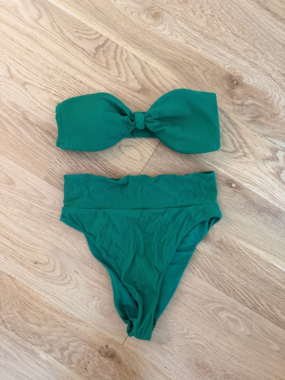aerie Emerald Ribbed Bandeau Bikini set